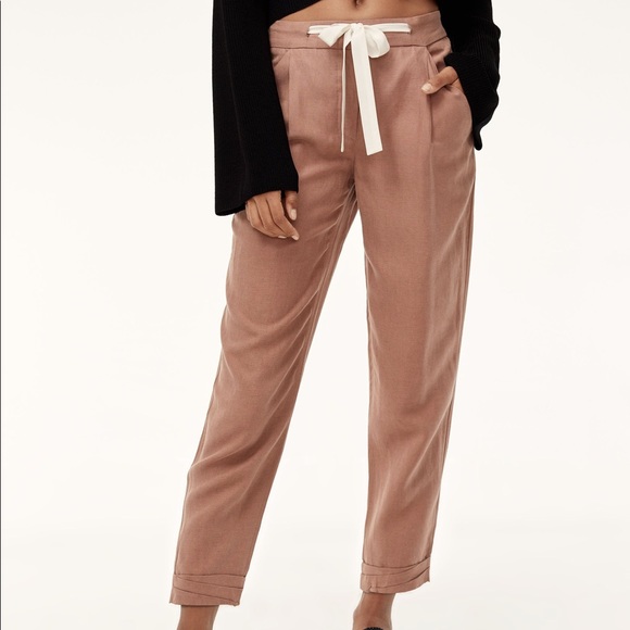 Aritzia Wilfred Allant Linen Pant in Nutmeg